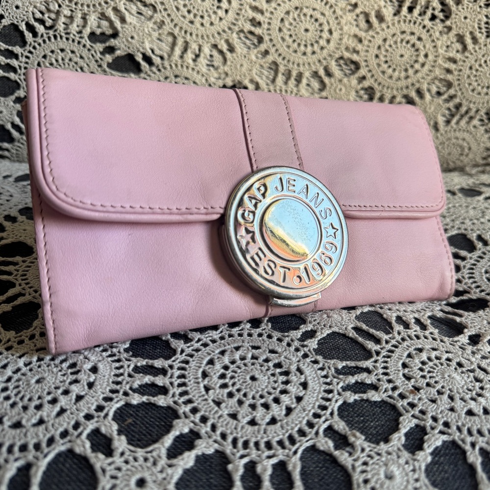 Y2K GAP Baby pink genuine leather wallet